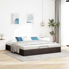 vidaXL Ottomán sötétbarna szövet ágykeret matrac nélkül 180 x 200 cm ágy és ágykellék