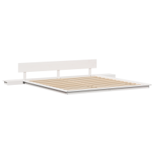 vidaXL Padló ágykeret éjjeli szekrényekkel Fehér 200x200cm Tömör fa (872387) ágy és ágykellék