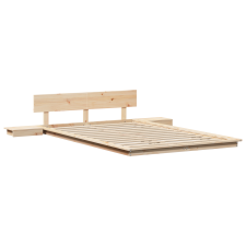 vidaXL Padlóágykeret éjjeliszekrényekkel 120x200cm Tömör fából (872401) ágy és ágykellék