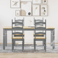 vidaXL Panama 5 részes szürke tömör fenyőfa étkezőgarnitúra bútor