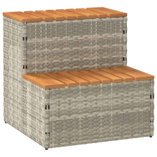 vidaXL pezsgőfürdő lépcső 50x50x50,5cm polyrattan és akácfa medence kiegészítő