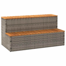 vidaXL pezsgőfürdő lépcső szürke 100x50x50,5 cm polyrattan és akácfa medence kiegészítő
