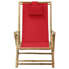 vidaXL piros bambusz és szövet dönthető pihenőszék (313026) kerti bútor