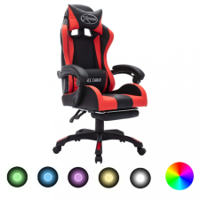vidaXL Piros és fekete műbőr versenyszék RGB LED-világítással forgószék