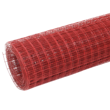vidaXL piros PVC-bevonatú acél csirkeháló drótkerítés 10 x 1 m (143659) építőanyag