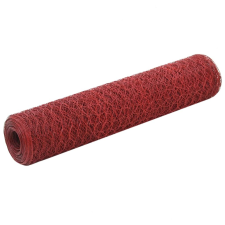 vidaXL piros PVC-bevonatú acél drótháló, hatszögletű szemek 25x0,75 m kerti dekoráció