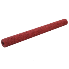 vidaXL piros PVC-bevonatú acél drótháló, hatszögletű szemek, 25x1,5 m kerti dekoráció