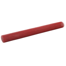 vidaXL piros PVC-bevonatú acél kockás drótháló 10 x 1,5 m kerti dekoráció