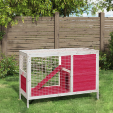 vidaXL piros tömör fenyőfa nyúlketrec 103 x 44 x 69,5 cm ketrec, szállítóbox rágcsálóknak