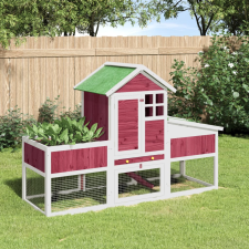 vidaXL piros tömör fenyőfa nyúlketrec 170 x 63 x 113 cm ketrec, szállítóbox rágcsálóknak