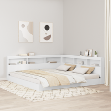 vidaXL Polcos ágy Fehér 180x200 cm Vágott fa ágy és ágykellék