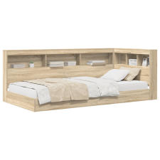 vidaXL Polcos ágy Sonoma tölgy 100x200 cm Műanyag fa (3335715) ágy és ágykellék
