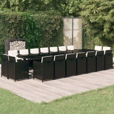 vidaXL Polyrattan Kerti Étkezőgarnitúra - 19 Személyes - Fekete kerti bútor