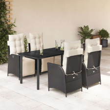 vidaXL Polyrattan Kerti Étkezőgarnitúra - 5 részes - Fekete kerti bútor