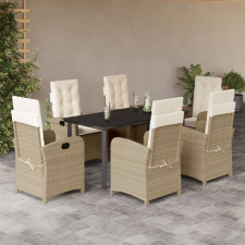 vidaXL Polyrattan Kerti Étkezőgarnitúra - 7 részes, Bézs kerti bútor