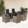 vidaXL Polyrattan Kerti Étkezőgarnitúra - 7 részes - Szürke