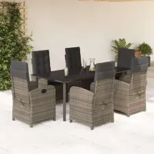vidaXL Polyrattan Kerti Étkezőgarnitúra - 7 részes - Szürke kerti bútor