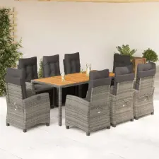 vidaXL Polyrattan Kerti Étkezőgarnitúra - 9 részes kerti bútor