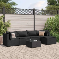 vidaXL Polyrattan Kerti Ülőgarnitúra - 6 részes - Fekete kerti bútor