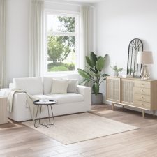 vidaXL Puhaszőnyeg Magas Pile Krém 160x160 cm PP lakástextília