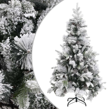 vidaXL PVC/PE karácsonyfa pelyhes hóval és tobozokkal 195 cm műfenyő