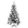 vidaXL PVC/PE karácsonyfa pelyhes hóval és tobozokkal 225 cm (340532)