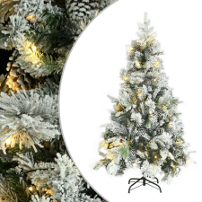 vidaXL PVC/PE karácsonyfa pelyhes hóval, LED-ekkel, tobozokkal 195 cm karácsonyi dekoráció