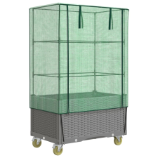 vidaXL rattan megjelenésű magaságyás borítással/kerékkel 80x50x182 cm (4015864) kerti tárolás
