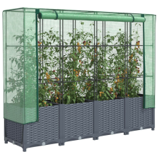 vidaXL rattan megjelenésű magaságyás melegháztakaróval 160x40x138 cm kerti tárolás