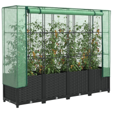 vidaXL rattan megjelenésű magaságyás melegháztakaróval 160x40x138 cm kerti tárolás