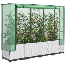 vidaXL rattan megjelenésű magaságyás melegháztakaróval 160x40x138 cm kerti tárolás