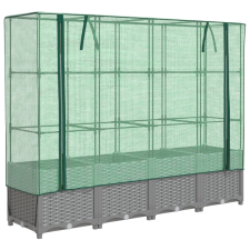 vidaXL rattan megjelenésű magaságyás melegháztakaróval 160x40x138 cm (4015858) kerti tárolás
