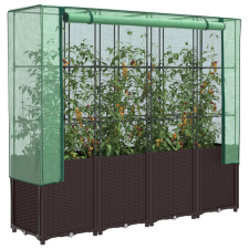 vidaXL rattan megjelenésű magaságyás melegháztakaróval 160x40x153 cm kerti tárolás