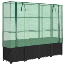 vidaXL rattan megjelenésű magaságyás melegháztakaróval 160x40x153 cm (4015817) kerti tárolás