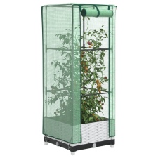 vidaXL rattan megjelenésű magaságyás melegháztakaróval 40x40x123 cm kerti tárolás