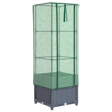 vidaXL rattan megjelenésű magaságyás melegháztakaróval 40x40x139 cm (4015827) kerti tárolás