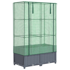 vidaXL rattan megjelenésű magaságyás melegháztakaróval 80x40x138 cm (4015828) kerti tárolás