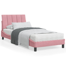 vidaXL rózsaszín bársony ágykeret LED-világítással 90 x 200 cm ágy és ágykellék