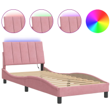 vidaXL rózsaszín bársony ágykeret LED-világítással 90 x 200 cm (3213762) ágy és ágykellék