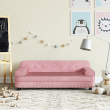 vidaXL Rózsaszín bársony gyerek kanapé 90 x 53 x 30 cm babaszoba szett