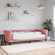 vidaXL rózsaszín bársony heverő matraccal 90 x 200 cm ágy és ágykellék