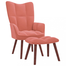 vidaXL Rózsaszín bársony pihenőszék lábtartóval bútor