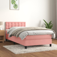 vidaXL rózsaszín bársony rugós ágy matraccal 100 x 200 cm ágy és ágykellék