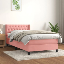 vidaXL Rózsaszín bársony rugós ágy matraccal 100 x 200 cm ágy és ágykellék