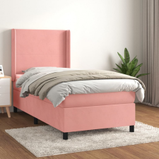 vidaXL Rózsaszín bársony rugós ágy matraccal 100 x 200 cm (3132548) bútor