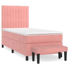 vidaXL rózsaszín bársony rugós ágy matraccal 100 x 200 cm (3137952) ágy és ágykellék