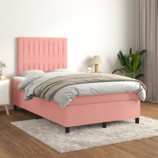 vidaXL rózsaszín bársony rugós ágy matraccal 120 x 200 cm ágy és ágykellék