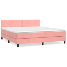vidaXL rózsaszín bársony rugós ágy matraccal 120 x 200 cm (3141256) ágy és ágykellék