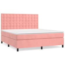 vidaXL rózsaszín bársony rugós ágy matraccal 120 x 200 cm (3143276) ágy és ágykellék