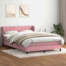 vidaXL rózsaszín bársony rugós ágy matraccal 140x210 cm ágy és ágykellék